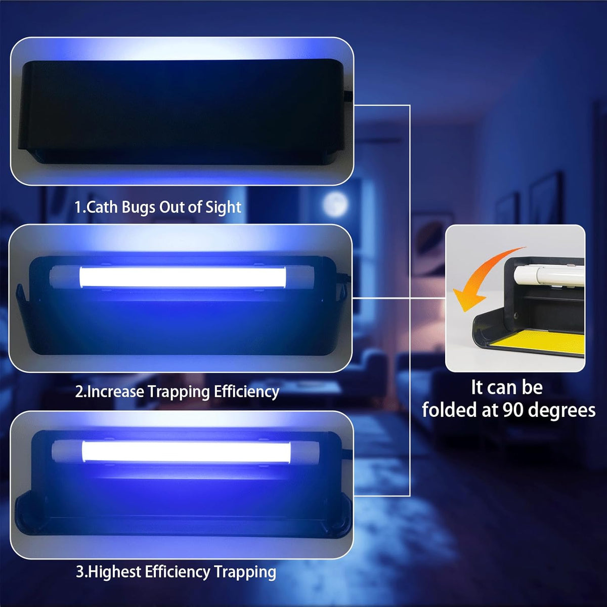 UV Fly Light Trap Indoor for Home Gnat Traps for House, Wall Sconce Fly Light Bug Catcher for Kitchen House & Restaurant Fruit Flies Garage & Warehouse
