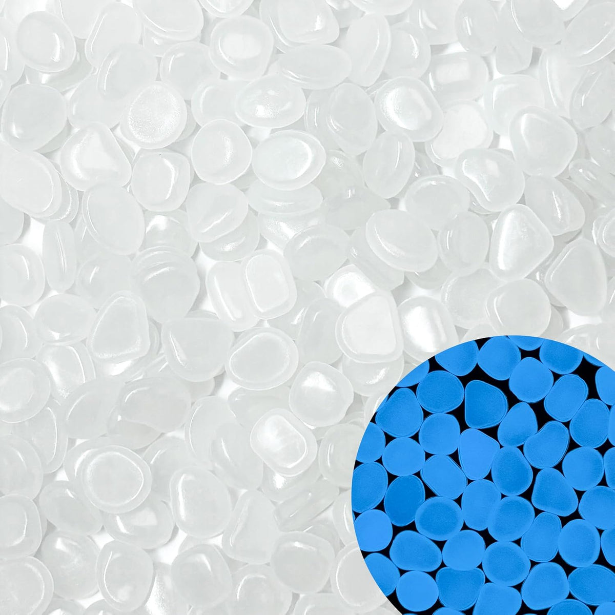 Glow in The Dark Rocks Outdoor Garden Pebbles Stones, 2.2Lbs White Fish Tank Glow Rocks Resin Glowing Pebbles for Garden/Aquarium/Planter/Walkway/Driveway