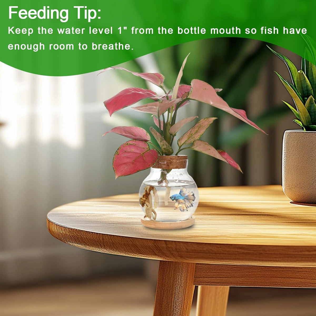 Plant Propagation Station,Hydroponic Glass Container Vase Jars, with Wooden Saucer for Desks, Houses, Garden Decorations, Home Kitchen Decorations and Gifts for Plant Lovers (4)