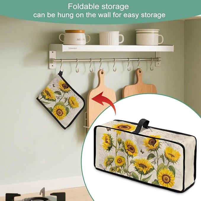 Toaster Cover 2 Slice Sunflower Beige Cover for 2 Slice Slim Toaster, Dustproof Small Appliance Covers Protects from Dust & Spills Kitchen Appliance Protector
