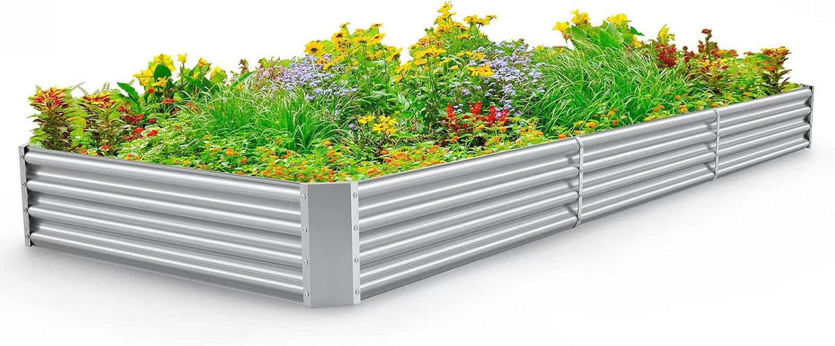 Land Guard 12×4×1ft Galvanized Raised Garden Bed Kit for Vegetables, Galvanized Super Large Metal Planter Raised Garden Boxes Outdoor(359 Gallon Capacity)…