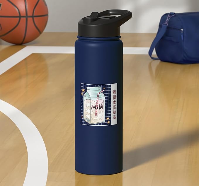 Cute Milk Carton Kawaii Japanese Stars Clouds Stainless Steel Insulated Water Bottle