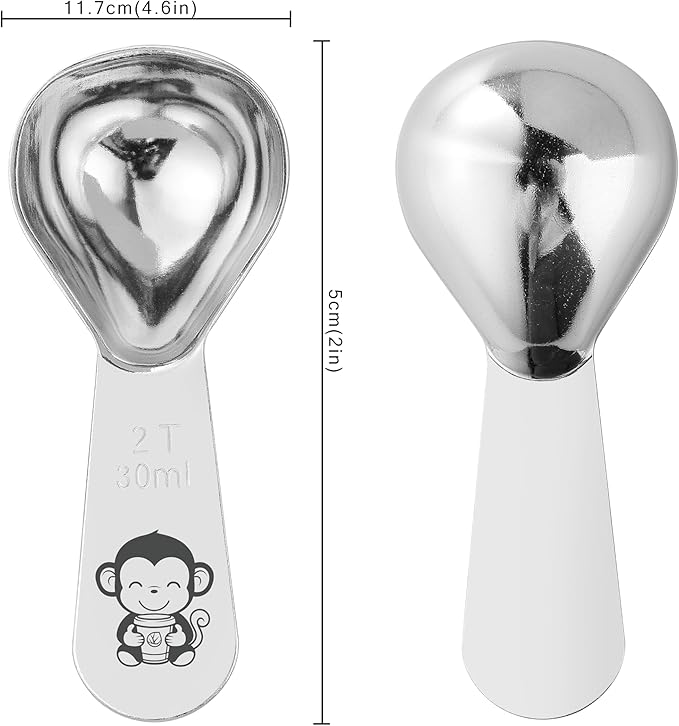 VRUIFA Tablespoon Measuring Spoon, Stainless Steel Coffee Scoop for Ground Coffee, Suger, Bean, Tea, Flour, Short Handle Fits inside Airscape Canisters(30ML*2)