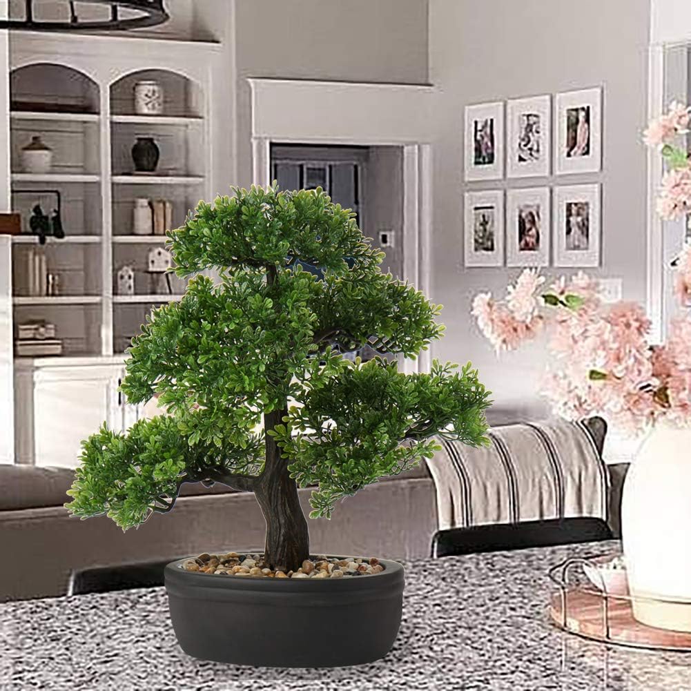 Artificial Bonsai Tree Juniper Faux Plants Indoor Small Fake Plants Decor with Ceramic Pots for Home Table Office Desk Bathroom Shelf Bedroom Living Room Farmhouse Decorations