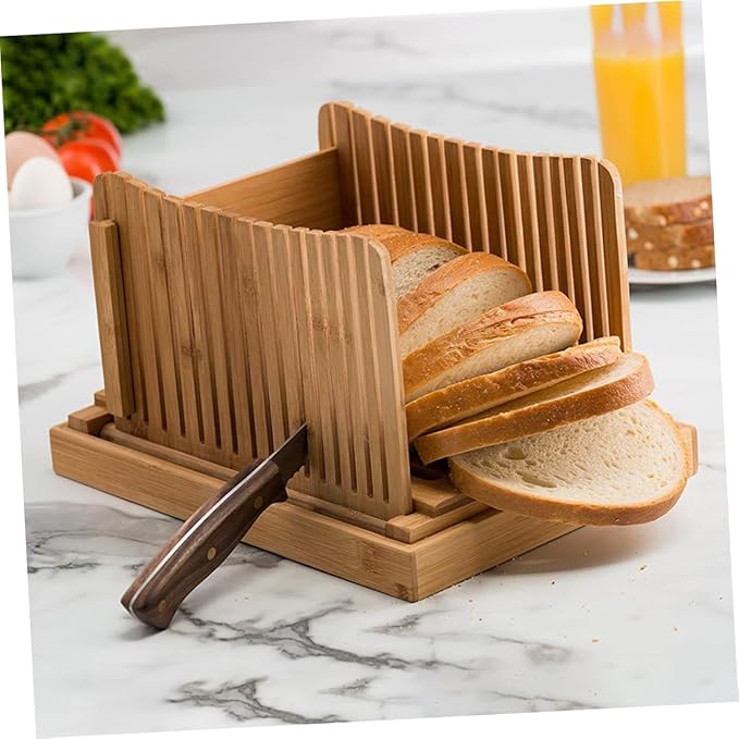 Loaf Bread Slicer Bamboo Cutting Board Sandwich Slicer Easy Slice Safe Clean
