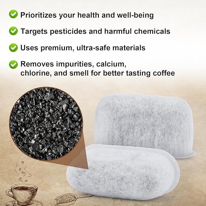 12 Pcs Espresso Machine Filters Replacement for Cuisinart, Activated Charcoal Carbon Coffee Water Filter Cartridges Pods Replacement Compatible with All Cuisinart Coffee Makers Parts Accessories