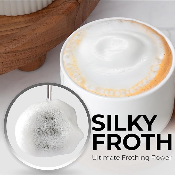 Zulay Kitchen Patented Tornado Triple Whisk Milk Frother with 4 Duracell Batteries – Handheld Foam Maker for Coffee, Lattes, Matcha & Hot Chocolate – Rich, Creamy Froth in Seconds - Pink & Gold