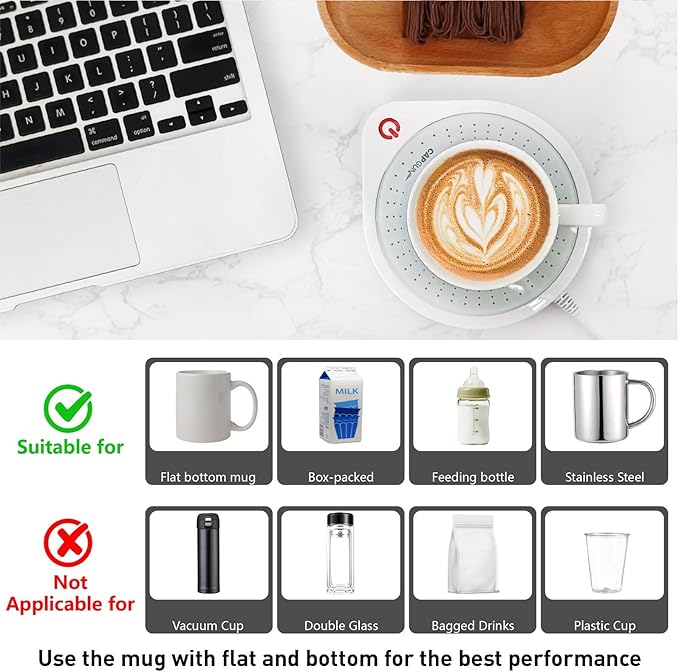 Coffee Mug Warmer,Electric Beverage Warmers, Cup Warmer for Heating Coffee, Beverage, Milk, Tea and Hot Chocolate (White)