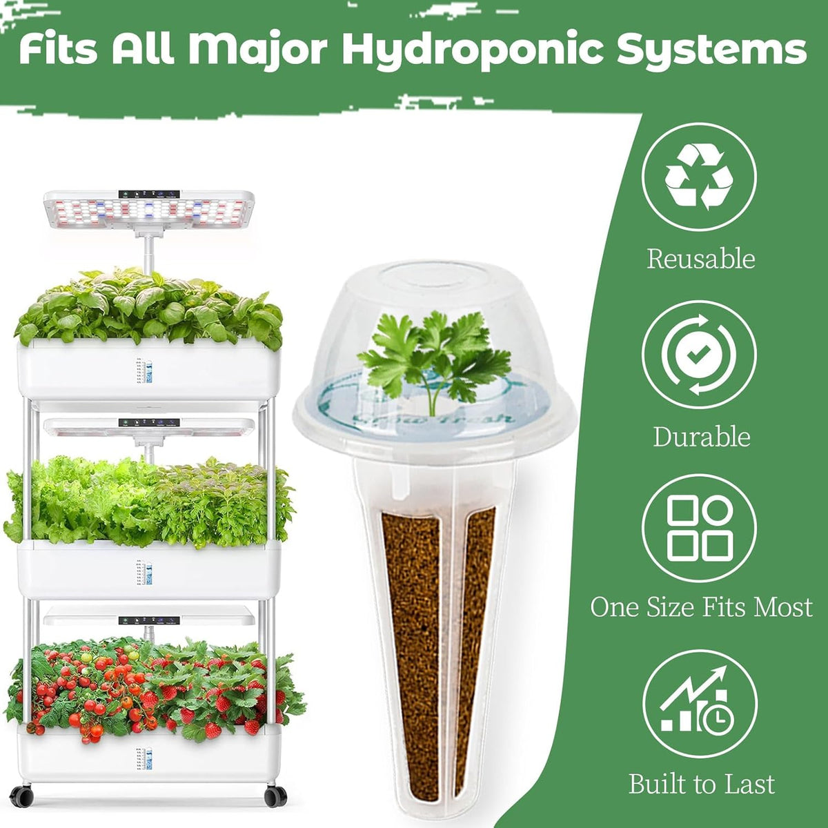 Herb Seed Pods Kit Hydroponic - Refill Pod for All Indoor Garden, 8 Grow Pods with Seeds of Genovese Basil, Peppermint and Thai Basil, Compatible with All Hydroponics Growing Systems
