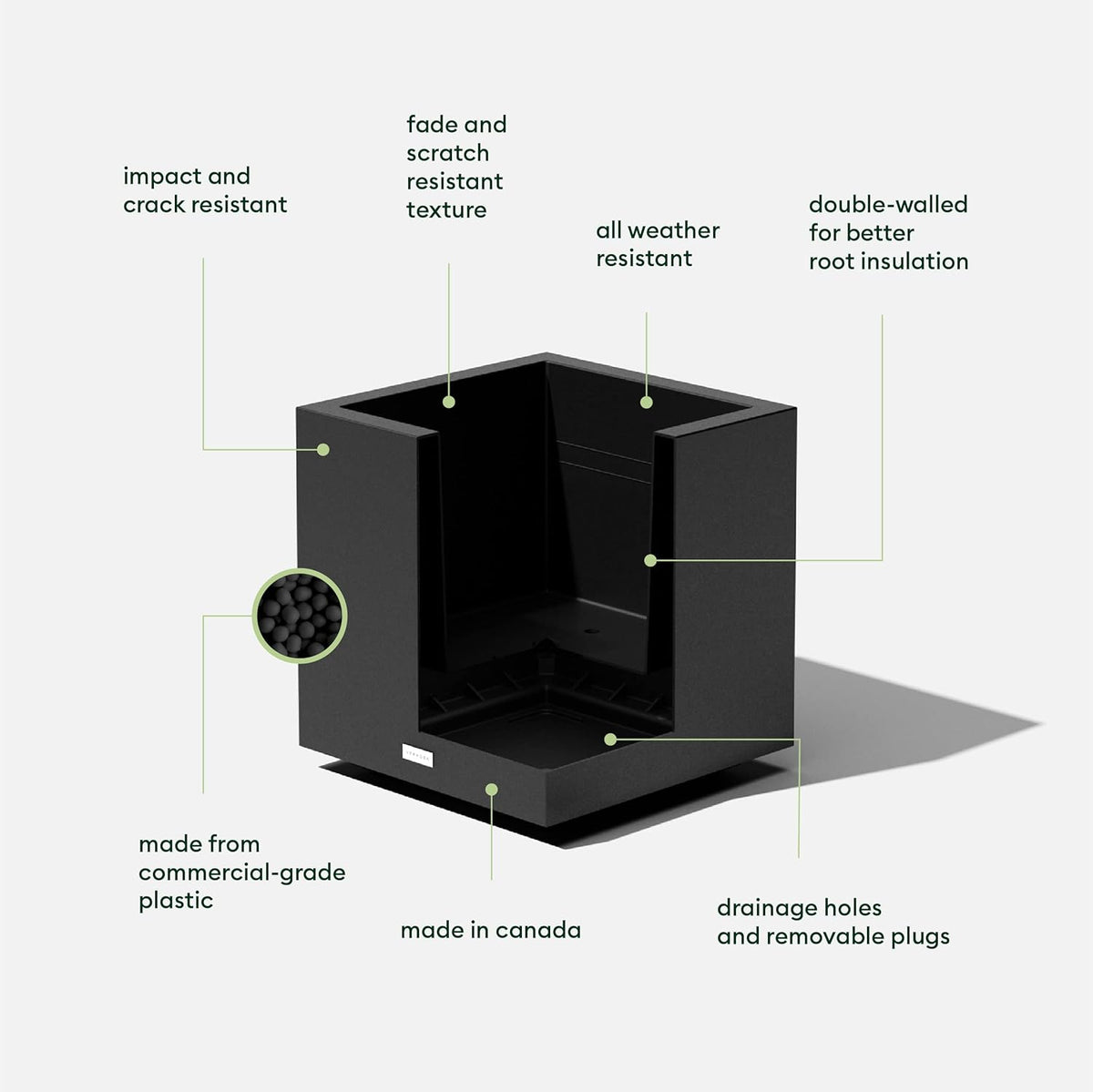 Veradek Block Series Cube Plastic Planter - Large Square Planter for Indoor or Outdoor Patio/Garden | Durable All-Weather Use with Drainage Holes | Modern Décor for Tall Plants, Trees, Flowers