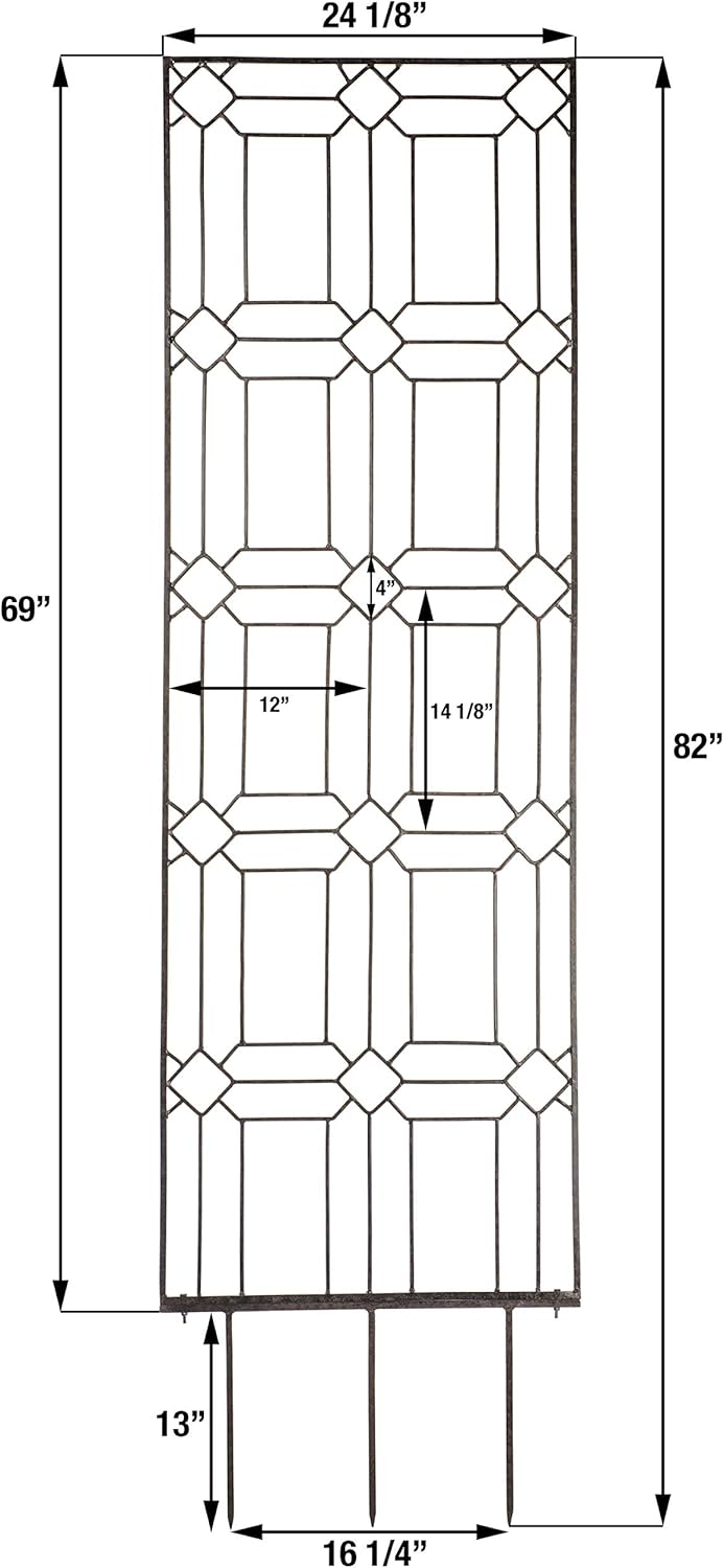 H Potter Garden Trellis for Climbing Plants Metal Outdoor Wall Decor or Flowers Roses Vine Ivy Clematis Large