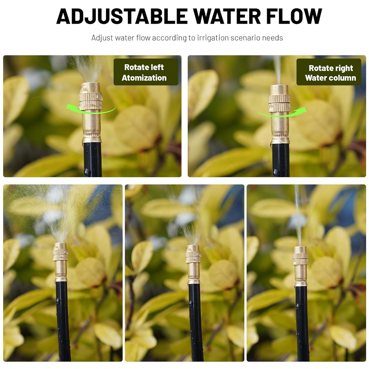 360° Adjustable Drip Irrigation System - Garden Watering Atomizing System with 16 Nozzles, Greenhouse Accessories for Yard, Lawn, Plants, Garden, 5/16 inches Hose, 50 ft