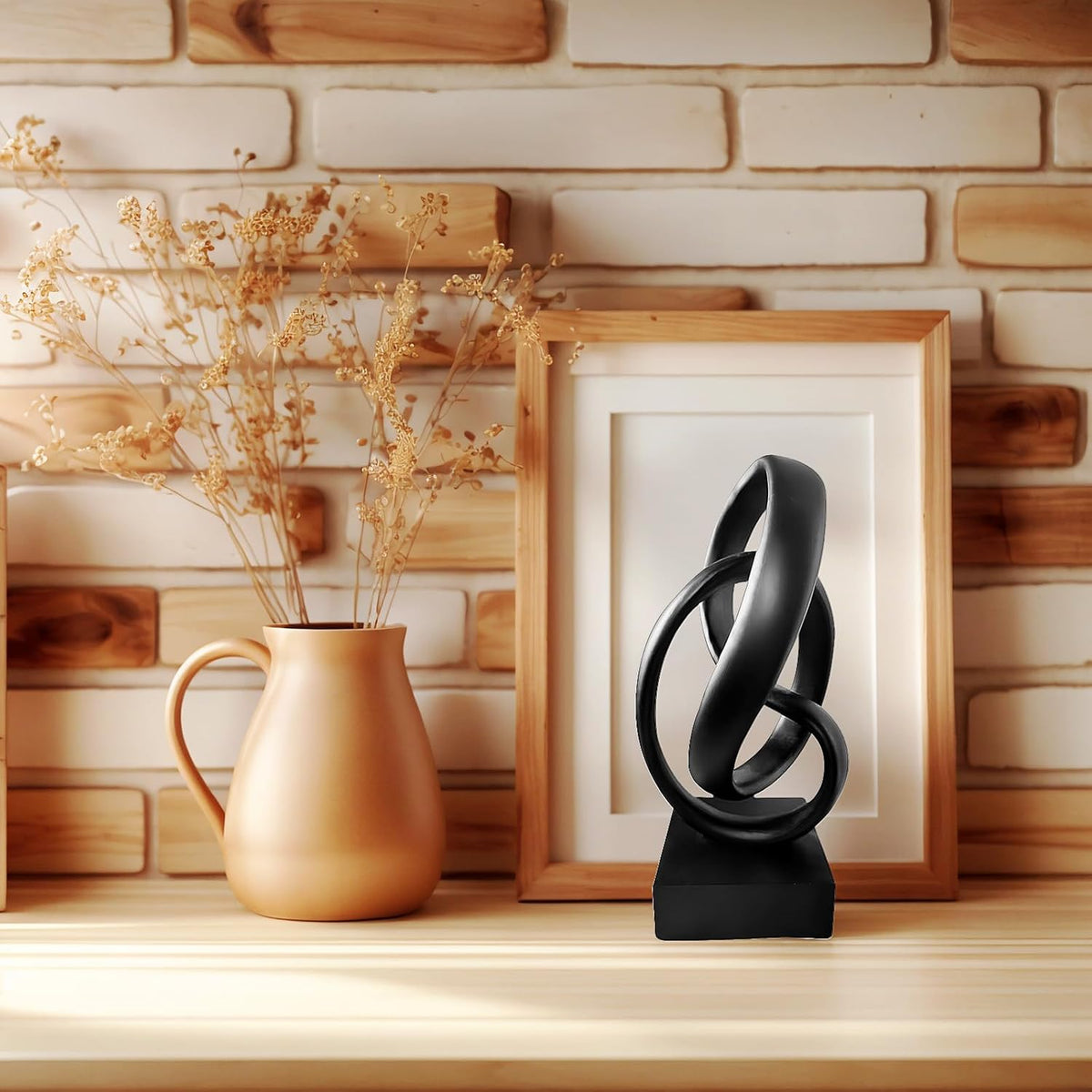 aboxoo Black Knot Decor Mobius Knot Statue, Abstract Statues, Coffee Table Decor for Living Room, Office, Modern Desk Decor