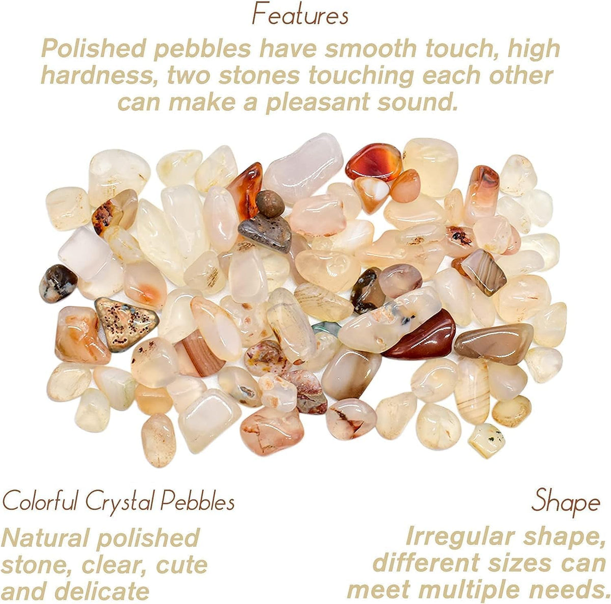 Halatool Crystal Pebbles 4 LB Bulk Bag 0.27"- 0.79" Natural Landscaping Pebbles Aquarium Gravel Decorative Polished Stone Suitable for Plants Home Decoration DIY Handmade Fish Tanks Vase Filler