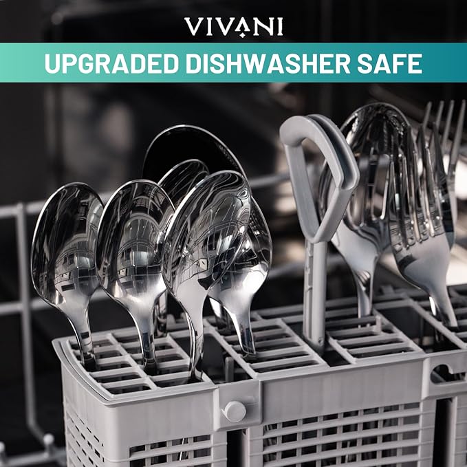 VIVANI 16 Piece Silverware Set for 4, Premium Stainless Steel Cutlery Set, Utensil Sets, Flatware Sets for 4, Forks Spoons and Knives Set Dishwasher Safe for Home Kitchen