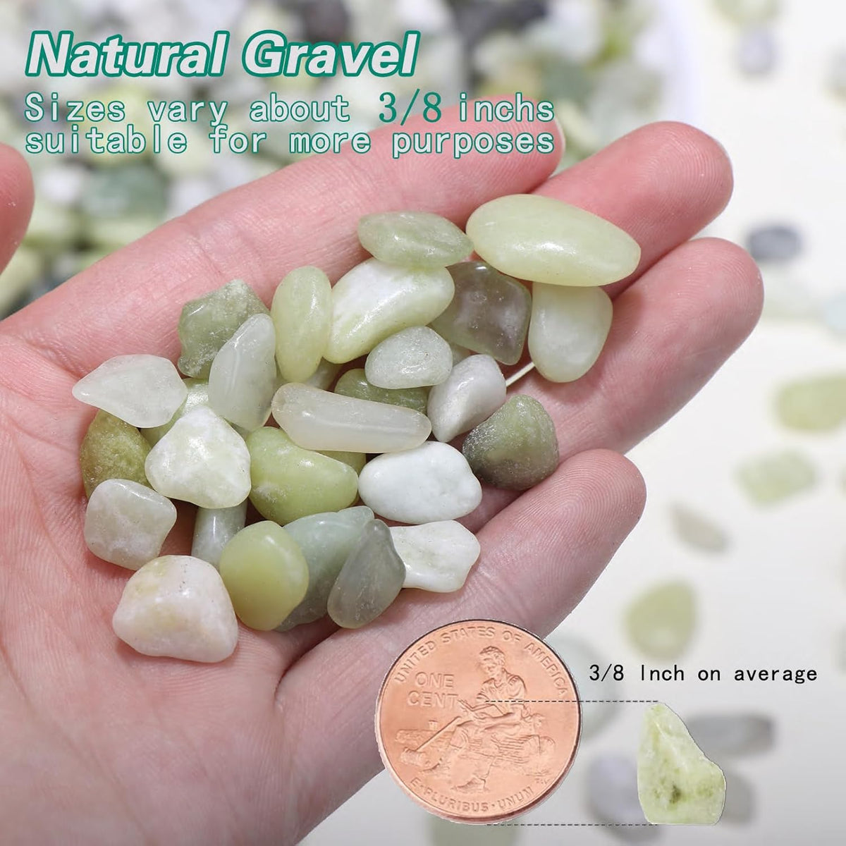 5lb 3/8 Inch Bamboo Pebbles for Indoor Plants, Lucky Bamboo Pot, Succulent, Vases, Cactus, Landscaping - Decorative Polished Plant Pebbles for Pots, Jade