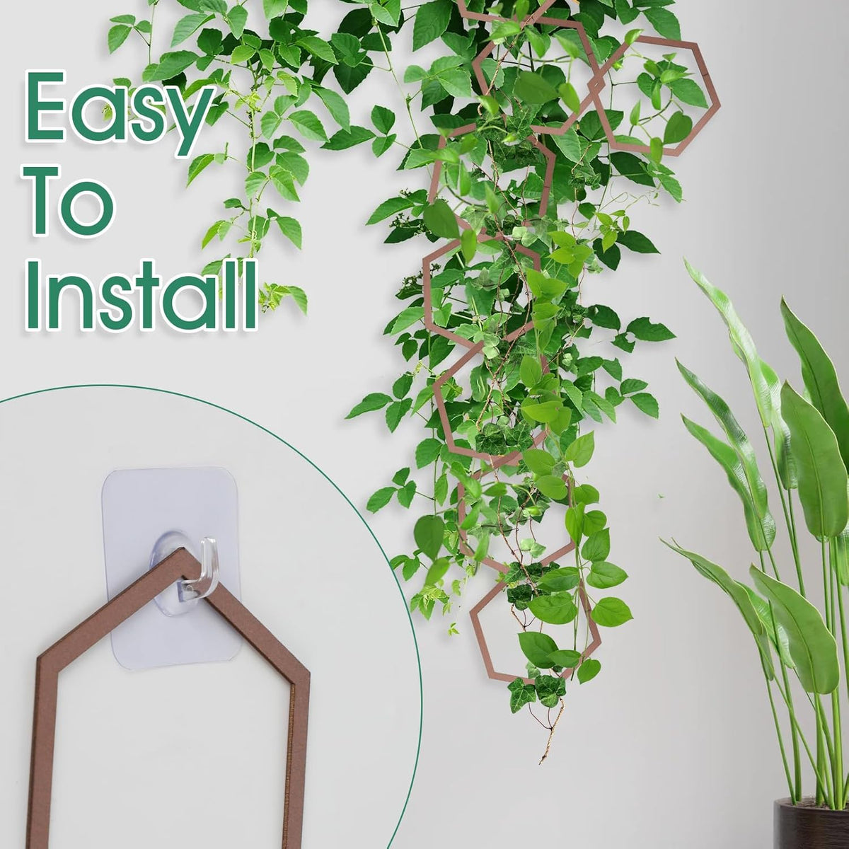 20pcs Chain Trellis for Climbing Plants, HSSZXFR DIY Plant Climber Support for Vines and Garden Wall Trellis, Indoor and Outdoor Accessories for Monstera Pothos Ivy Flower (Hexagonal)