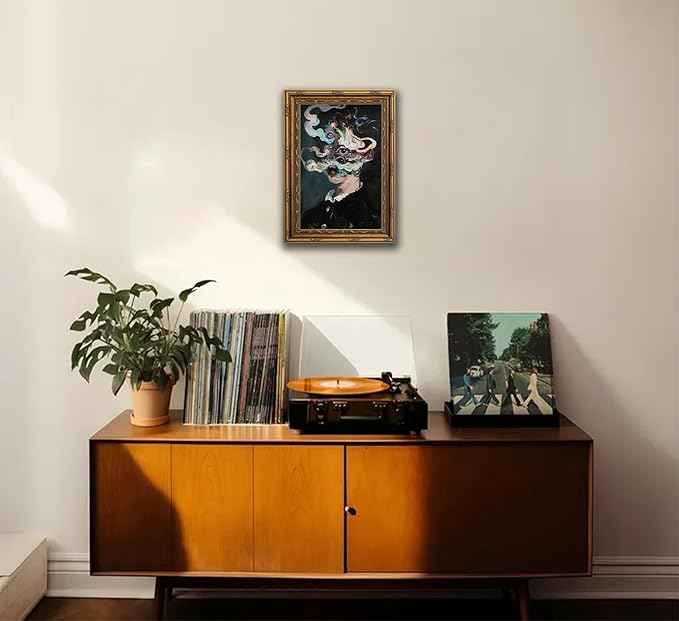 Vintage Gold Framed Gothic Wall Art Maximalist Witchy Feminine Eyes Painting Canvas Prints Dark Academia Poster Surreal Trippy Picture Artwork for Bedroom Living Room Witchcraft Home Decor