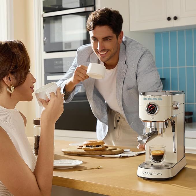 CASABREWS 5418 PRO Espresso Machine 20 Bar, Espresso Maker with Milk Frother Steam Wand, Stainless Steel Coffee Machine with 34oz Removable Water Tank, Small Latte Machine, Creamy