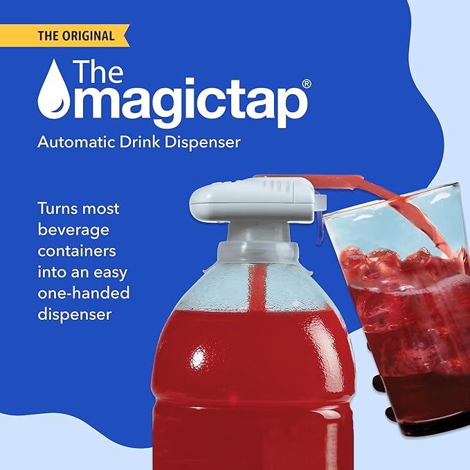 Magic Tap Automatic Drink Dispenser for Fridge, Teal (1 Pack), No Spill Milk Dispenser for Fridge, Automatic Milk Dispenser Pump for Gallon Jugs, Water & Juice, Fits Most Bottles, Batteries Required