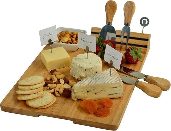 NCAA Penn State Officially Licensed Nittany Lions Bamboo Cheese/Charcuterie Board with Ceramic Bowl, Knife Set & cheese Markers
