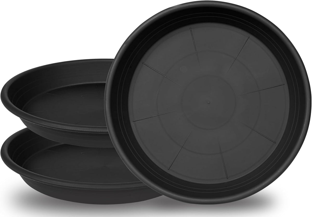 3 Pack of 18 19 inch Plant Saucer, 2.4" Depth Large Plant Tray, Heavy Sturdy Plant Drainage Tray for Indoors, Sturdy Plastic Plant Plate Water Catcher for Planter 15-19"(19", Black)