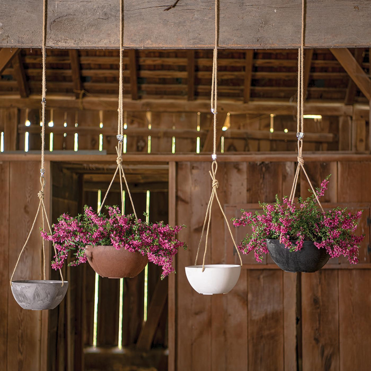 Root & Vessel Self Watering Hanging Planter for Indoor or Outdoor Plants, Unique Marbled Hanging Basket Made of Eco-Friendly Blend of Stone & Plastic, Gray, 10"