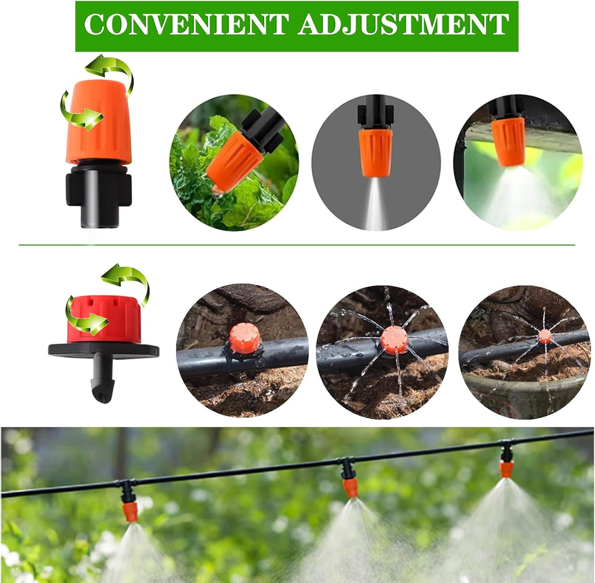 Drip Irrigation Kit, Garden Irrigation System 1/4" Blank Distribution Tubing Watering Drip Kit/DIY Saving Water Automatic Watering System for Garden, Greenhouse, Flower Bed, Patio, Lawn