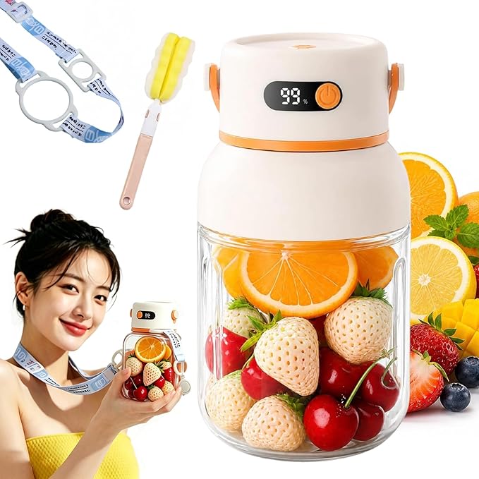Portable Electric Juicer Cup with Zero Cord Hassle, USB-C Rechargeable Electric Blender with 18000 RPM Motor, Portable Wireless Juicer Cup for Home, Gym, Office and Outdoor (1200ml 1pc)