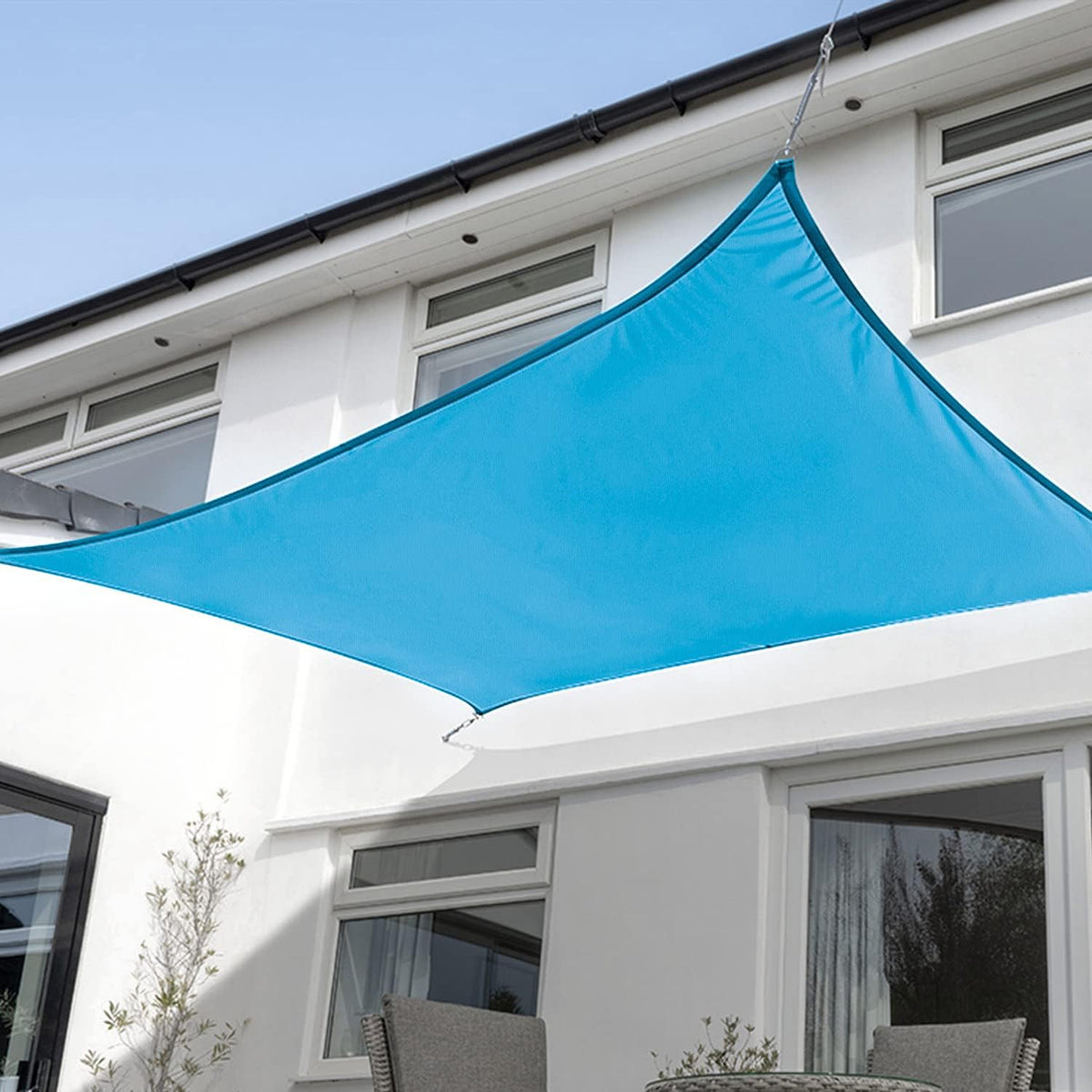 KANAGAWA Sun Shade Sail 10'x10' Turquoise Mix Rectangle UV Block Canopy Awning Shelter Fabric Cloth Screen for Outdoor Patio Garden Backyard