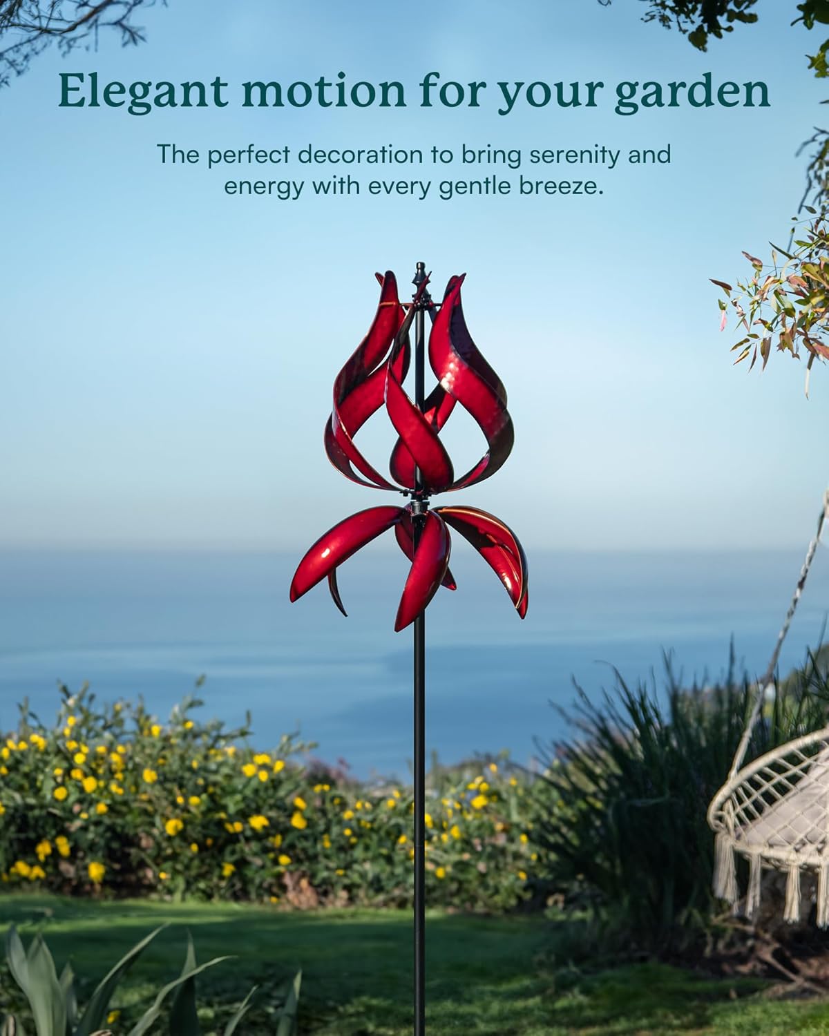 Yard Garden Wind Spinners - Large Outdoor Metal Wind Spinners with Stake, Yard Art Lawn Garden Decor (19" W x 87" H)