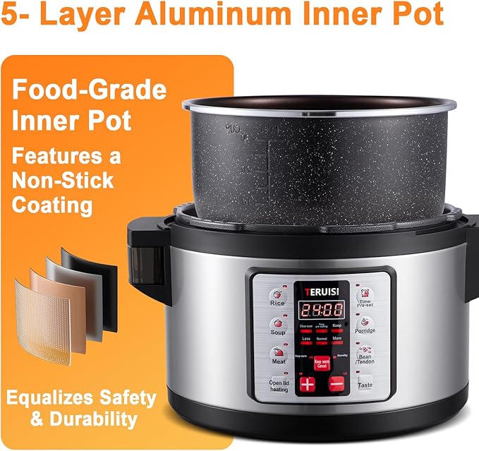 15.9QT/15L Commercial Pressure Cooker, 8-in-1 Multifunctional Large Pressure Cookers, 1700W Electric Pressure Canner with Non-stick Inner Pot, Slow Cooker Rice Maker for 25-35 People Use