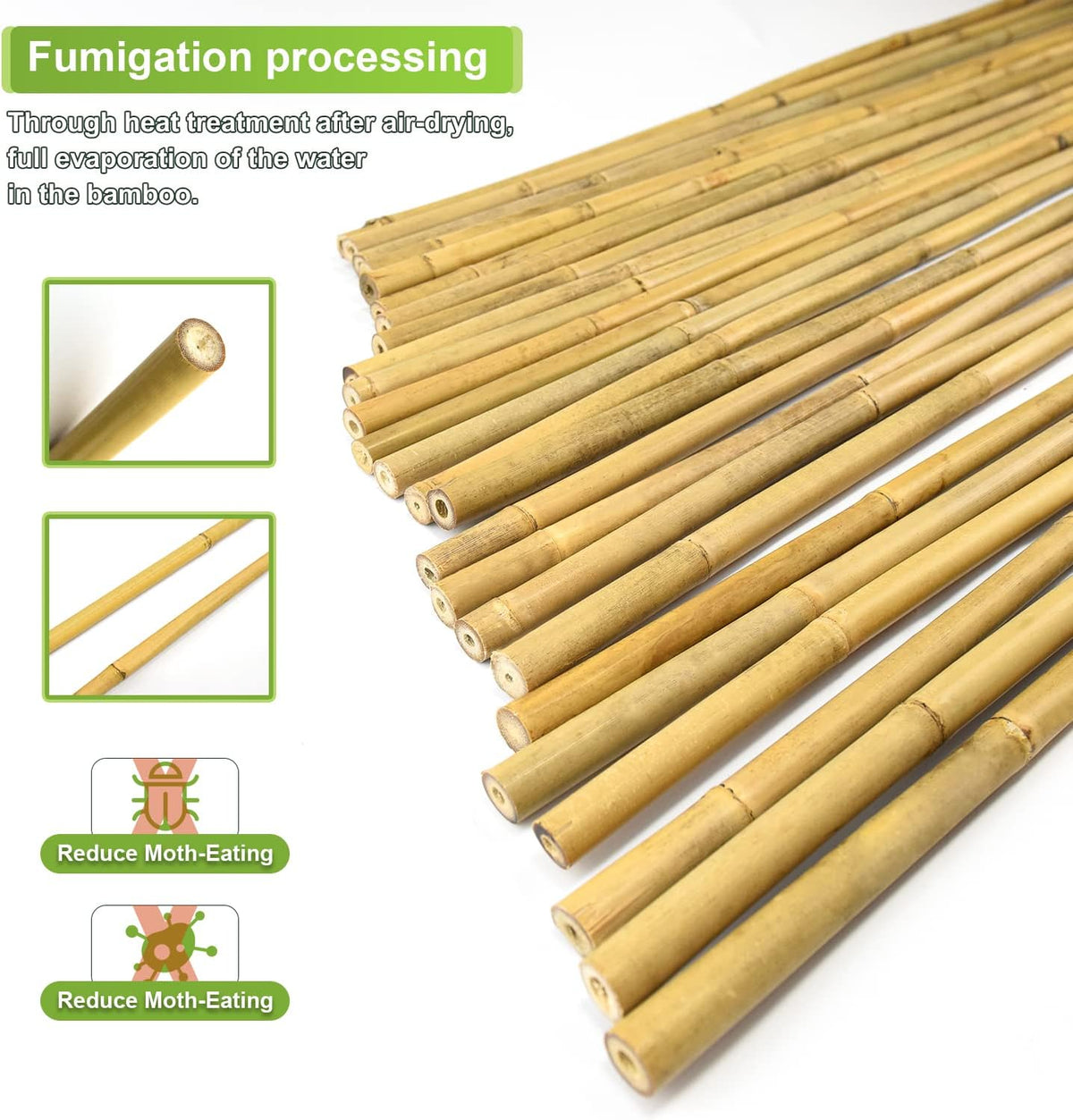 15pcs 3/4" D Thicker Heavy Duty Bamboo Stakes, 7FT Plant Stakes, Natural Garden Stakes for Tomato, Bean, Flowers,Trees Potted and Climbing Plant Support