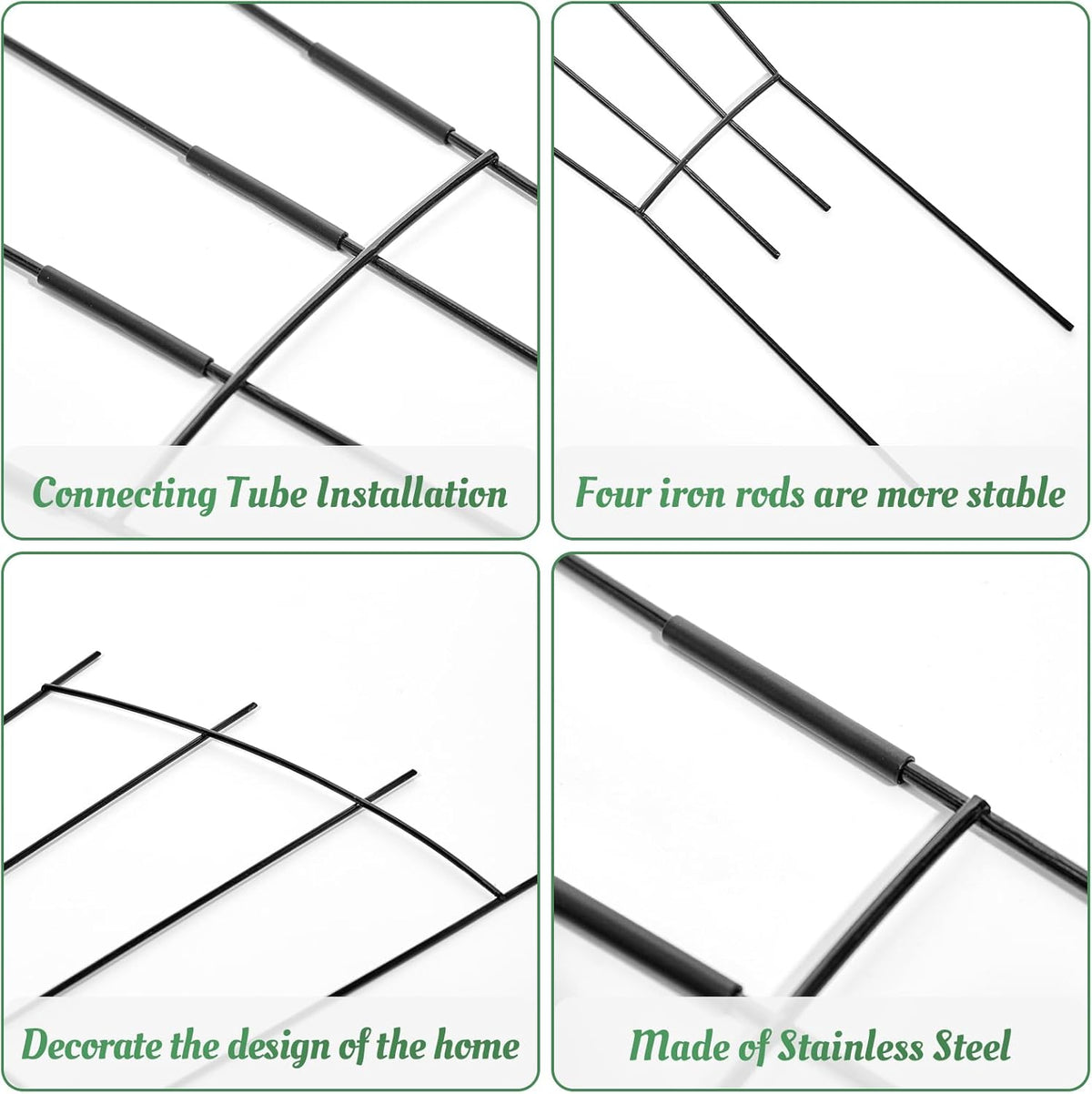 4 Pack 32'' Plant Trellis Indoor - Metal Trellis for Climbing Plants Indoor, Garden Trellis for Climbing Plants Outdoor Houseplants Flowers Vine Ivy, Fan Shape, Black