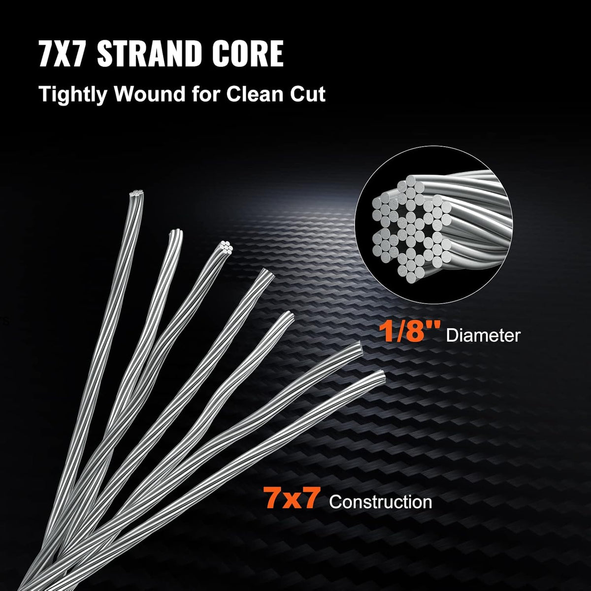 Mophorn Stainless Steel Cable Railing 1/8"x 500ft, Wire Rope 316 Marine Grade, Braided Aircraft Cable 7x7 Strands Construction for Deck,Rail,Balusters,Stair,Handrail,Porch,Fence