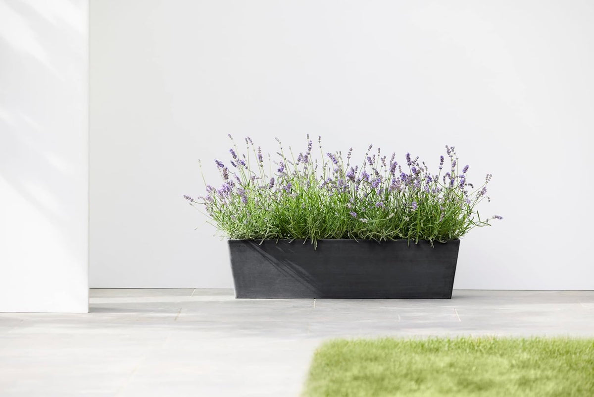 Ecopots Bruges Durable Modern Rectangular Indoor/Outdoor Recycled-Based Composite Flower Pot Planter, Dark Grey, 31.5"