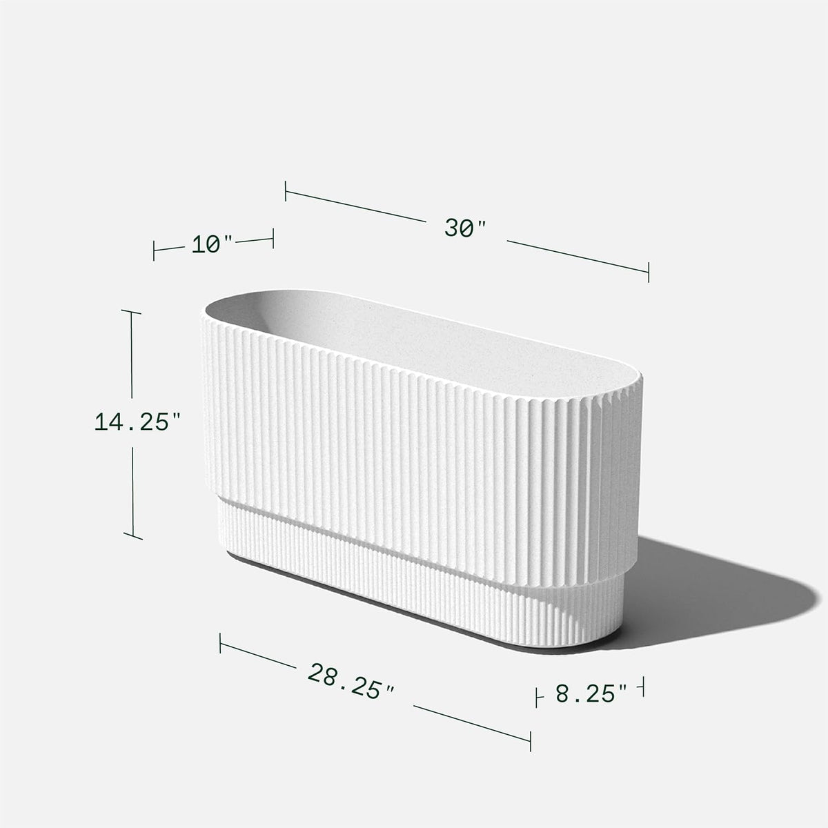Veradek Demi Series Long Planter for Porch, Patio, Backyard | Durable Plastic-Stone Composite Material | Modern Décor for Shrubs, Flowers