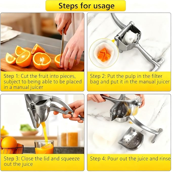 Hand Juicer Squeezer, Aluminum Alloy Fresh Fruit Juice Extractor, Fruit Juice Handheld Press Squeezer with Seed Filter, Heavy Duty Manual Hand Press Juicer for Orange Pomegranates Apple Lemon Lime (1)
