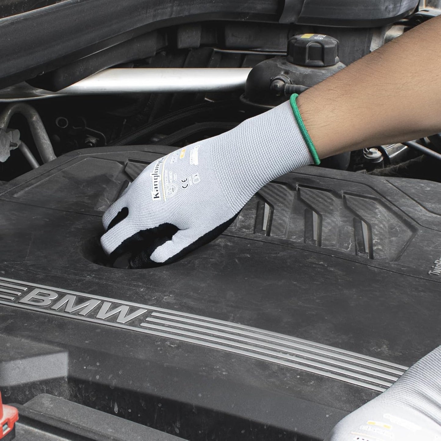 6-Paris Medium Work Gloves for Men and Women, Nitrile Coated Safety Protective Gloves with Grip, Ideal for Gardening, Warehouse, Mechanic, Light Duty Construction Work