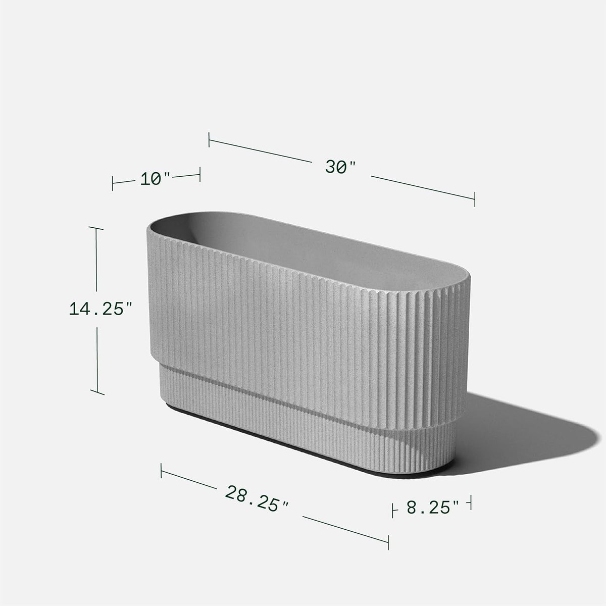 Veradek Demi Series Long Planter for Porch, Patio, Backyard | Durable Plastic-Concrete Material | Modern Décor for Shrubs, Flowers