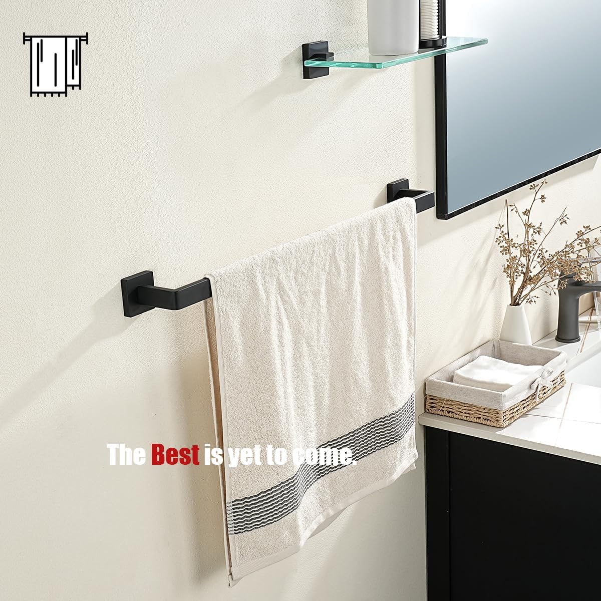 JQK Black Towel Bar, Rounded Edges 29.41 Inch Towel Rack, 304 Stainless Steel Bathroom Wall Mount, Useable Length 27 Inch, TB250L27-PB