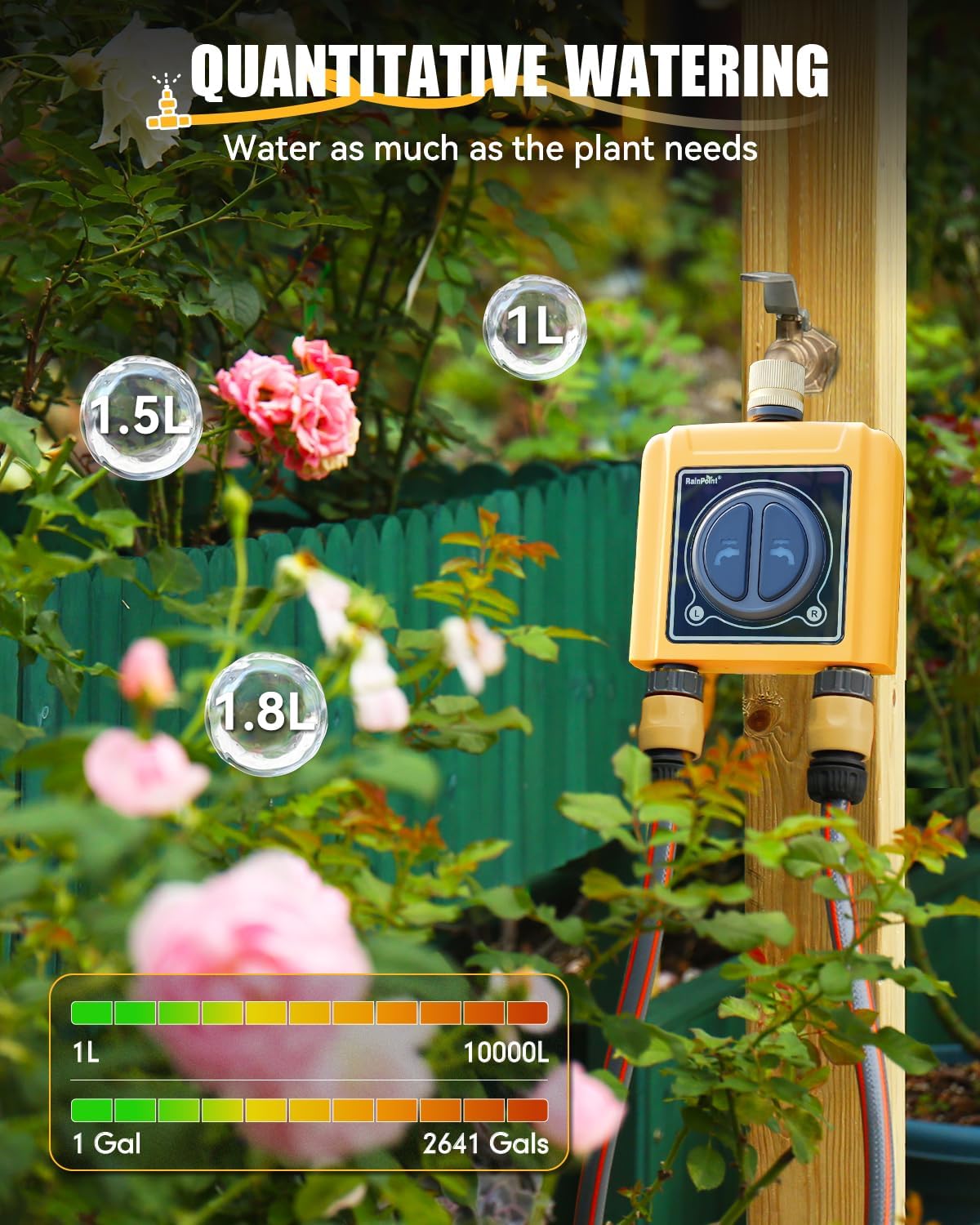 RAINPOINT WiFi Water Timer, Brass Inlet & Outlet,No WiFi Hub, 2.4Ghz WiFi Compatible, TWG004WRF Hub (Lot >202108)