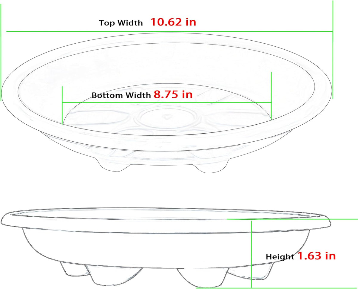6 Pack of Plant Saucer 10 inch, Heavy Duty Pot Saucers for Plants, Plant Drip Trays for Indoors Outdoor, Plant Water Tray for Planters, Black