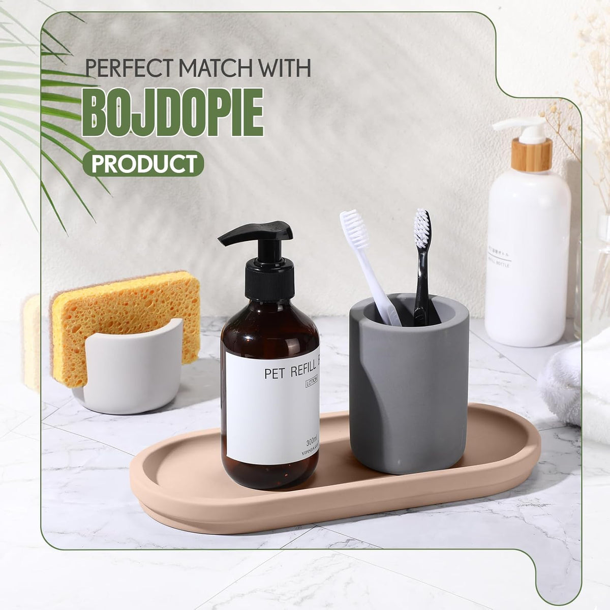 Diatomaceous Earth Sink Caddy, Instant Dry Bathroom Kitchen Sink Organizer, Minimalist Water Absorbing Dish Soap Holder, Stone Tray for Sponge Brush Candles (Brown)