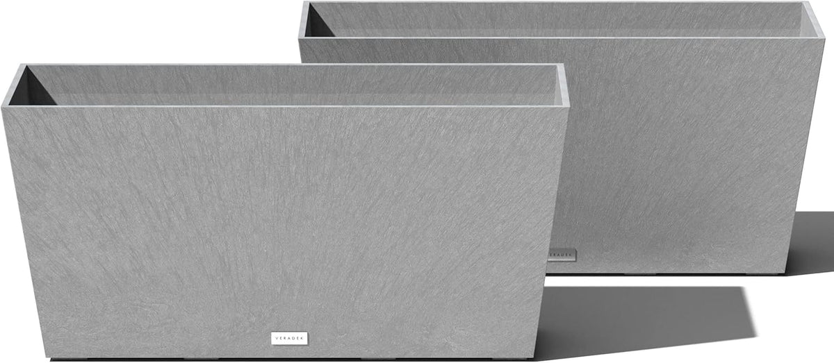 Veradek Pure Series Midori Trough Planter - Large Rectangular Planter for Indoor or Outdoor Deck/Porch | Durable All-Weather Use with Drainage Holes | Modern Decor for Shrubs, Flowers, Small Plants