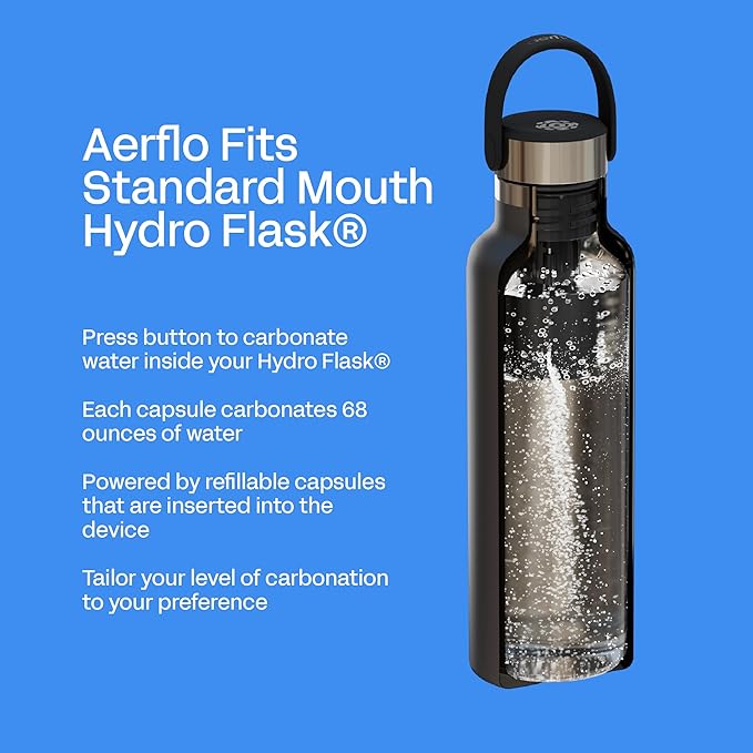Portable Soda Maker for Hydro Flask Standard Mouth - Sparkling Water Maker | On-Bottle Carbonator | Refillable CO2 Capsules