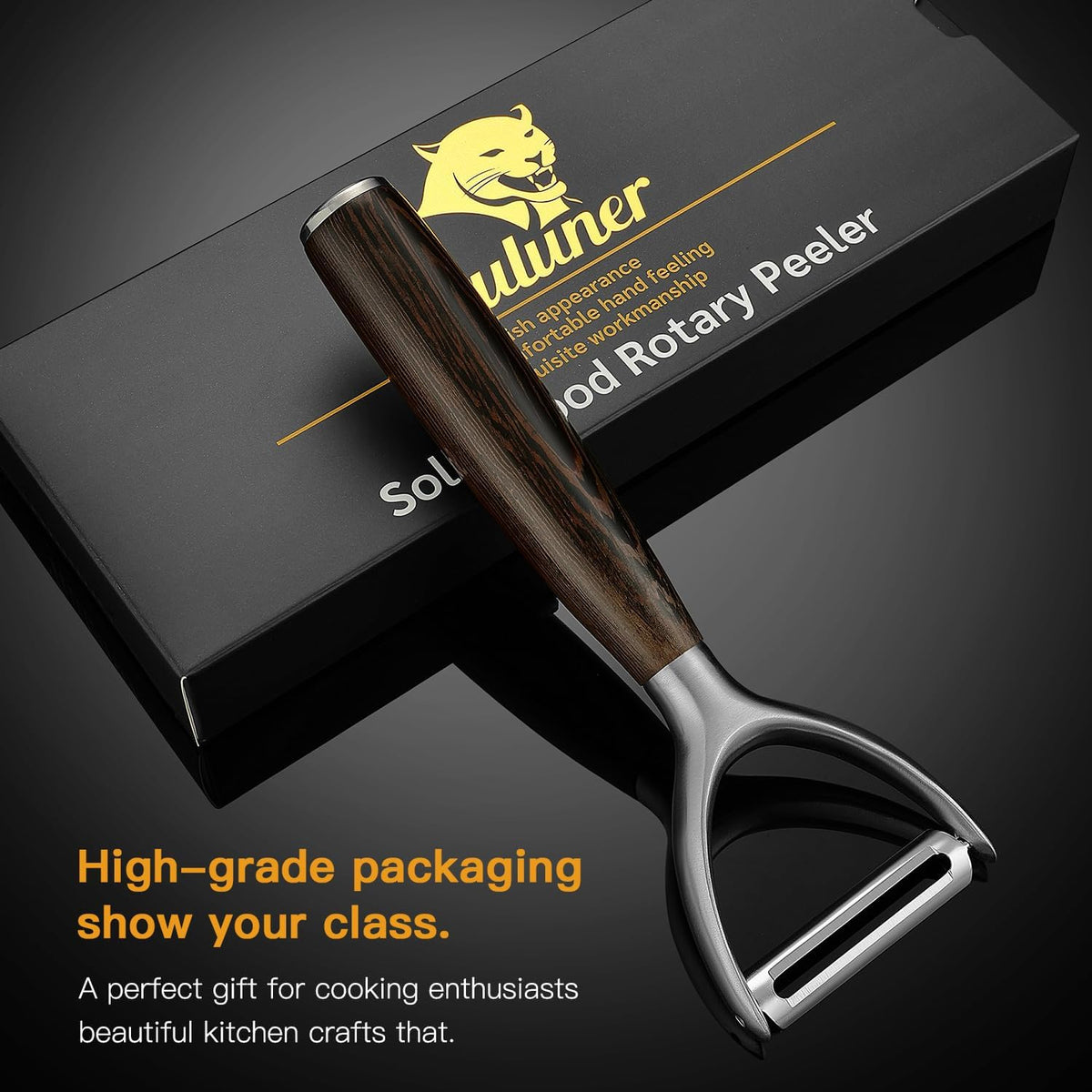 Premium Y Type 304 Stainless Steel Multifunctional Kitchen Peeler Real Wood Handle Ultra Sharp Blade Vegetable Potato Apple(Wenge)