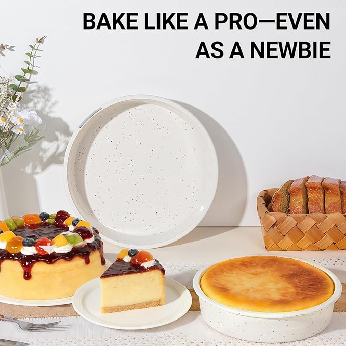 SJ 6 Inch Silicone Round Cake Pan with Metal Reinforced Frame Set of 3, Nonstick Silicone Cake Mold for Baking Suitable for Making Layers, Cheese & Chocolate Cakes