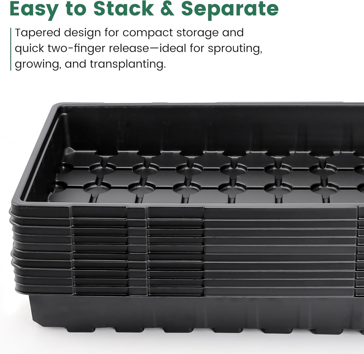 MIXC 10 Pack 1020 Seed Starter Trays, Extra Thick Heavy Duty Trays - No Holes, No Leak, Reusable Propagation Flats for Microgreens, Seedlings, Plant Germination, Fodder and Transplant