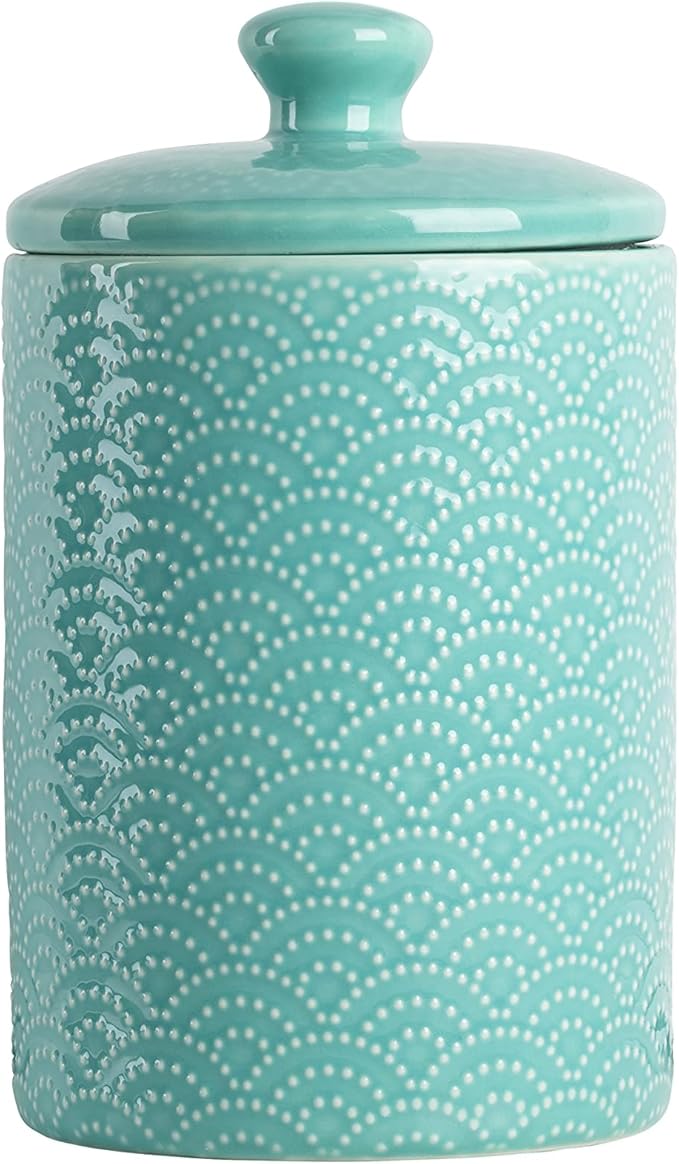 10 Strawberry Street Embossed Ceramic Kitchen Canister Set, Set of 3, Tide Blue